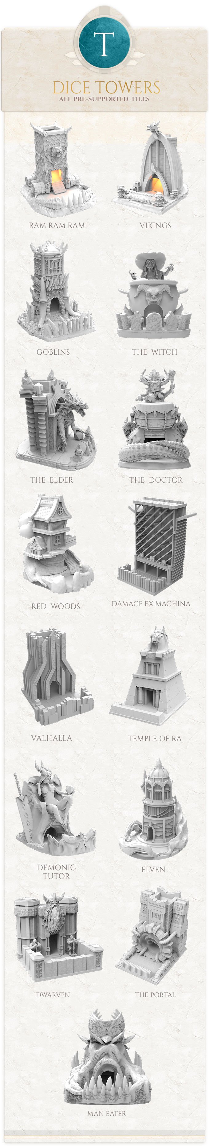 3D Printable C08 Egypt :: Possibly Cool Dice Tower by Black Blossom Games